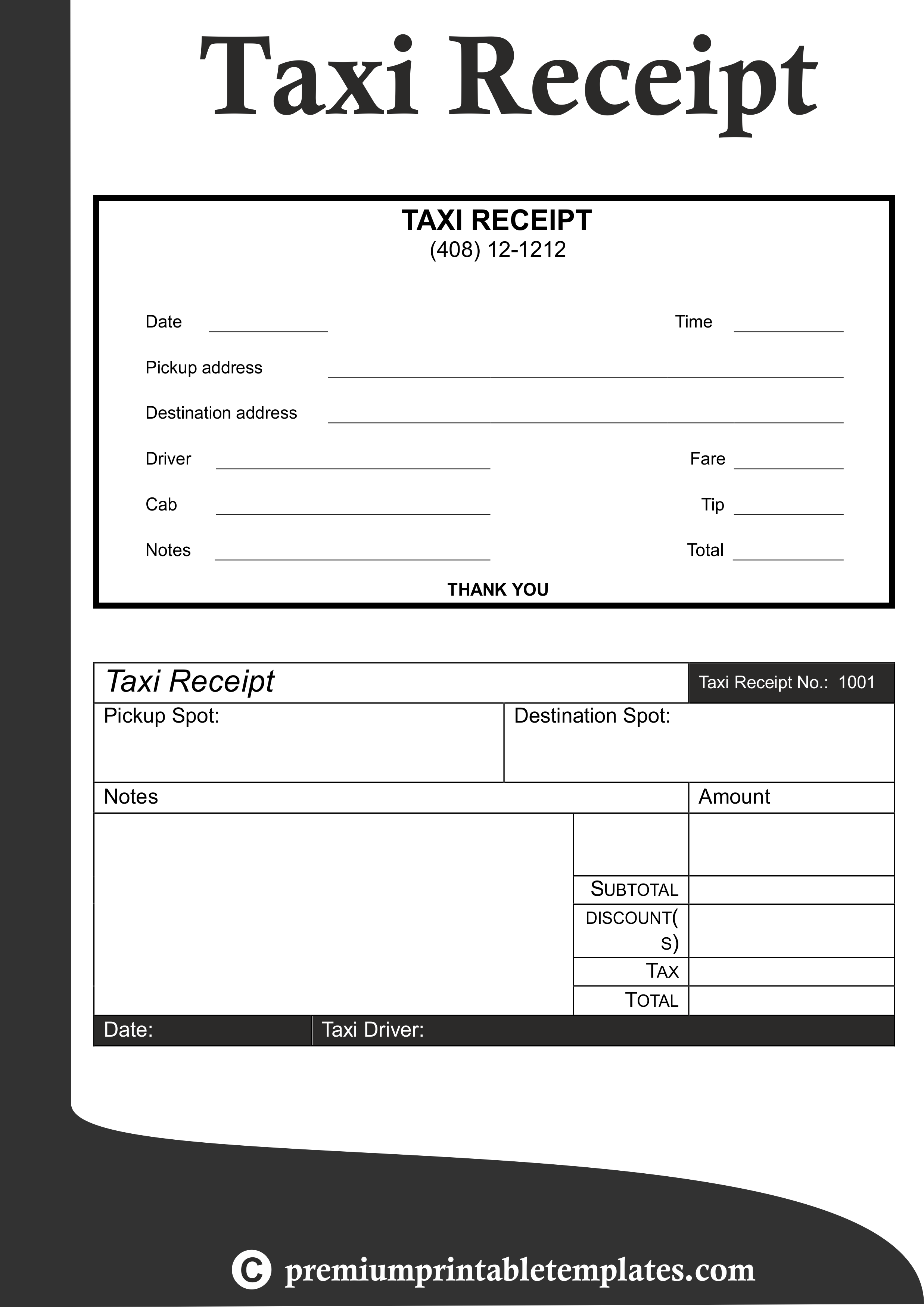 Chicago Globe Taxi Receipt Template